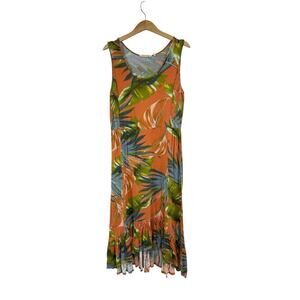 Soft Surroundings Dress Womens Petite Large Maxi Floral Sleeveless Tropical